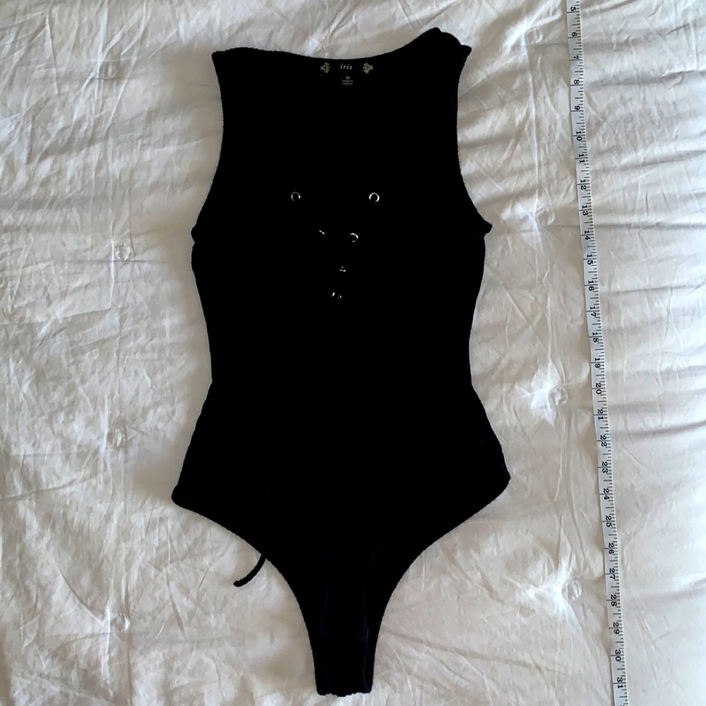 IRIS Bodysuit Lace Up Front w/ Super Low V-Neck (S) (ONLY worn ONCE)